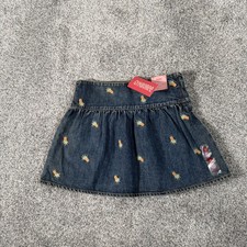 Vintage Y2K Gymboree Skirt 4 Denim Pineapple Embroidered Tropical Fruity Preppy