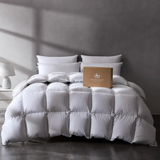 Luxury White Goose Down Comforter Queen Size, Ultra-Soft All Season Bedding