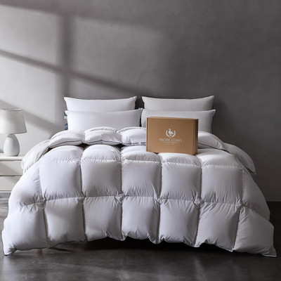 Luxury White Goose Down Comforter Queen Size, Ultra-Soft All Season Bedding