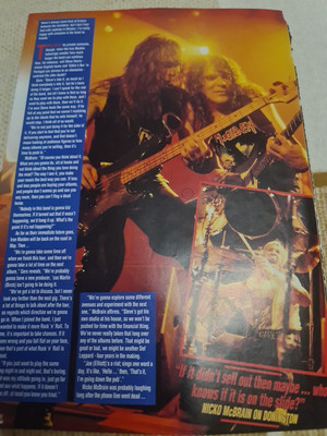 Vintage IRON MAIDEN STEVE HARRIS NICKO MCBRAIN A4 POSTER RAW MAGAZINE CLIPPING 