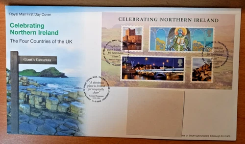 2008 GB Celebrating Northern Ireland Mini Sheet 1st Day Cover (Typed Address)