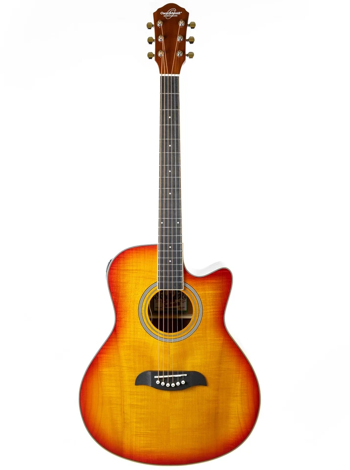 Oscar Schmidt Mini Auditorium Acoustic-Electric Guitar, Spalted Maple w/ Cable - Image 2 of 4