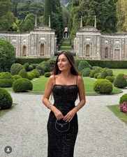 ZARA FW 24 ZW COLL. SEQUINNED SLIP DRESS CHOCOLATE  | 8248/108 SIZE XS, S,M NWT