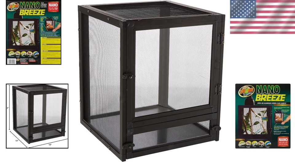 Nano Aluminum Screen Cage 10x10x12 for Small Reptiles & Insects - Rust Resistant - Image 2 of 4