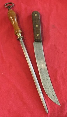 LAMSON VINTAGE CIMETER BUTCHER KNIFE & VINTAGE SHEFFIELD STEEL
