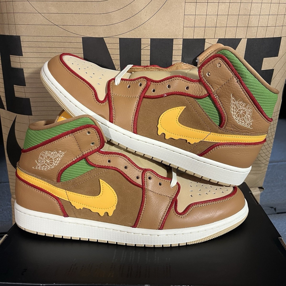 NEW Nike Air Jordan 1 Mid SE Cheeseburger NBY IB7403 224 Men