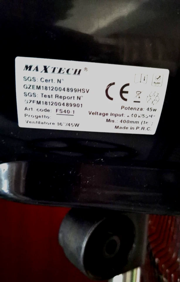 Ventilatore a Piantana 5 Pale Alluminio- oscillante 45W 3 Velocità Diametro 50cm - Immagine 4 di 4