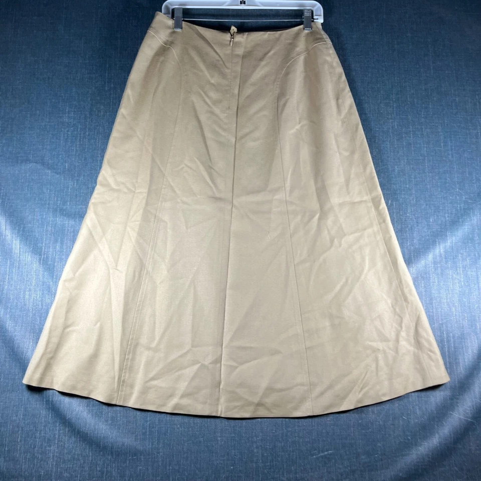 Falda Talbots Para Mujer Línea A Talla 10P Lana Tostada Forrada Clásica Plana Frontal Trasera Cremallera Foto 2 de 4