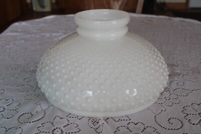 White Milk Glass Hobnail Globe Ex-Large Round Lamp Shade 13 5/8''  Wide Fitter