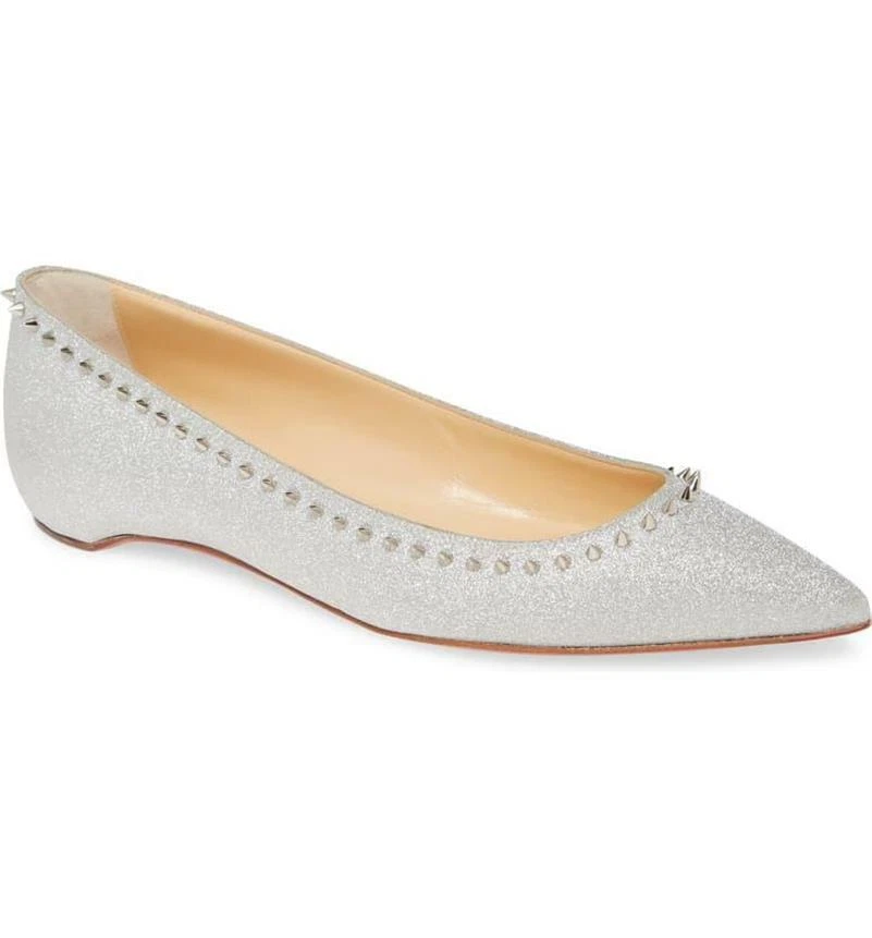 Christian Louboutin ANJALINA Spiked Glitter Ballerina Ballet Flat Shoes 695 eBay