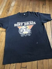 Old Iron Motorcycles VINTAGE Dirt Drags Tee Black XL By Screen Stars Best