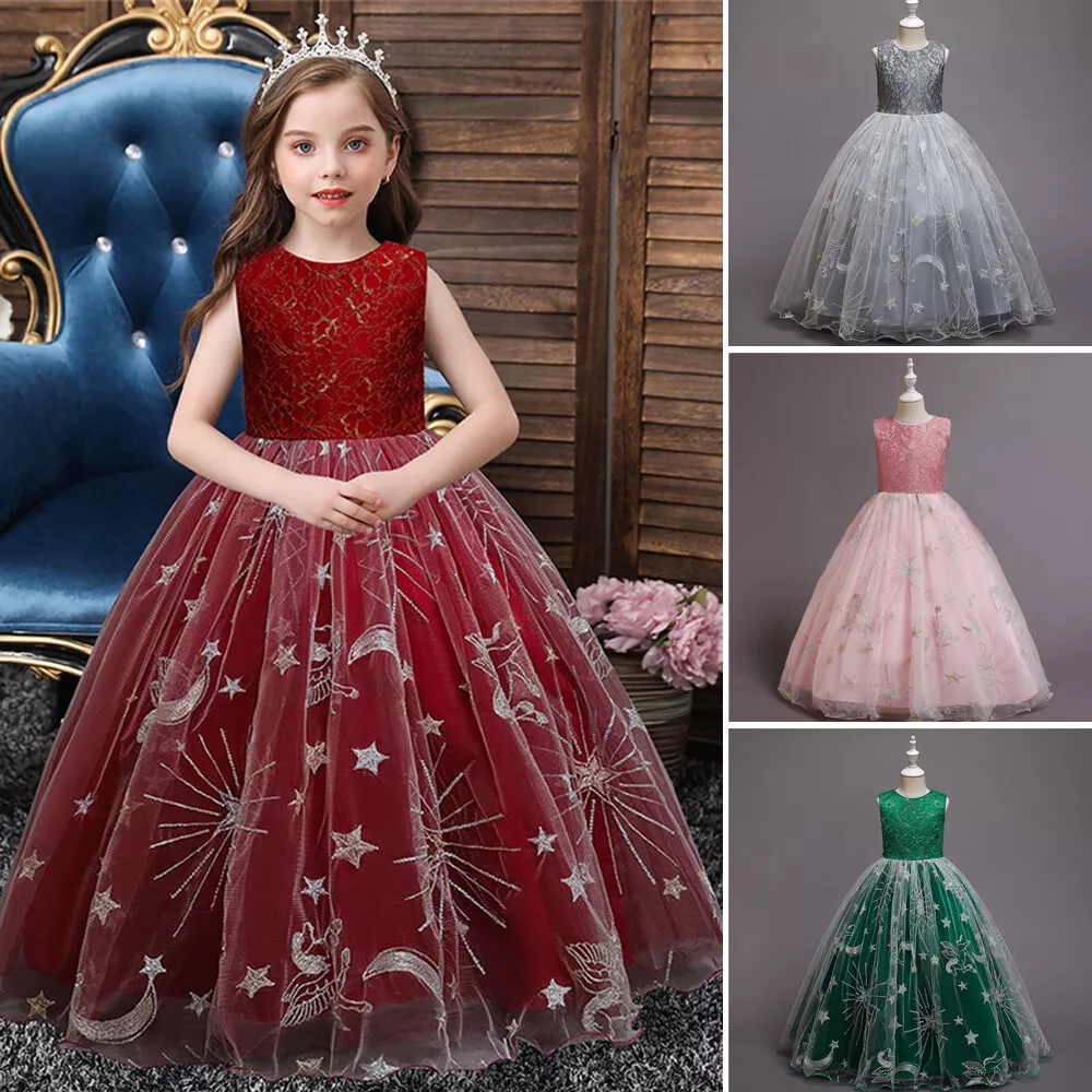 Kid Girl Wedding Party Formal Long Dress Royal Blue Fluffy Sequin Dresses 3  To 14 Age Child Elegant Luxury Cocktail Pageant Gown