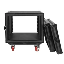 Sound Town Shock Mount 8U Plywood Rack Case w/ 21" Depth, Black (STRC-SPB8UW)