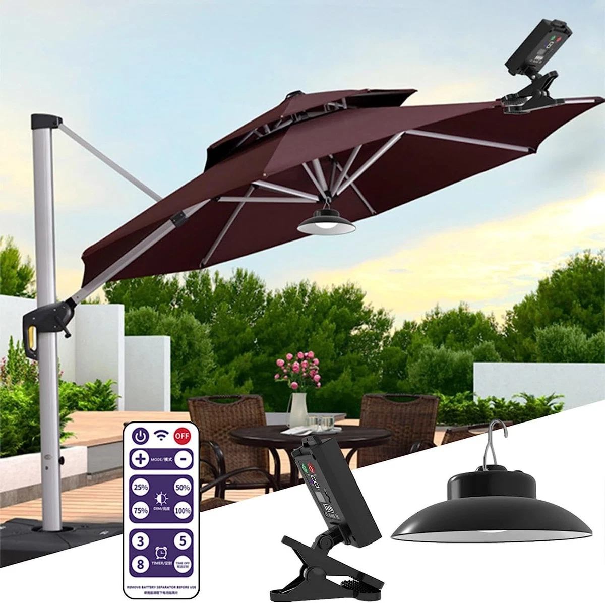 ZZKHGo Solar Umbrella Lights sale items deal of the day prime today, B Black  | eBay