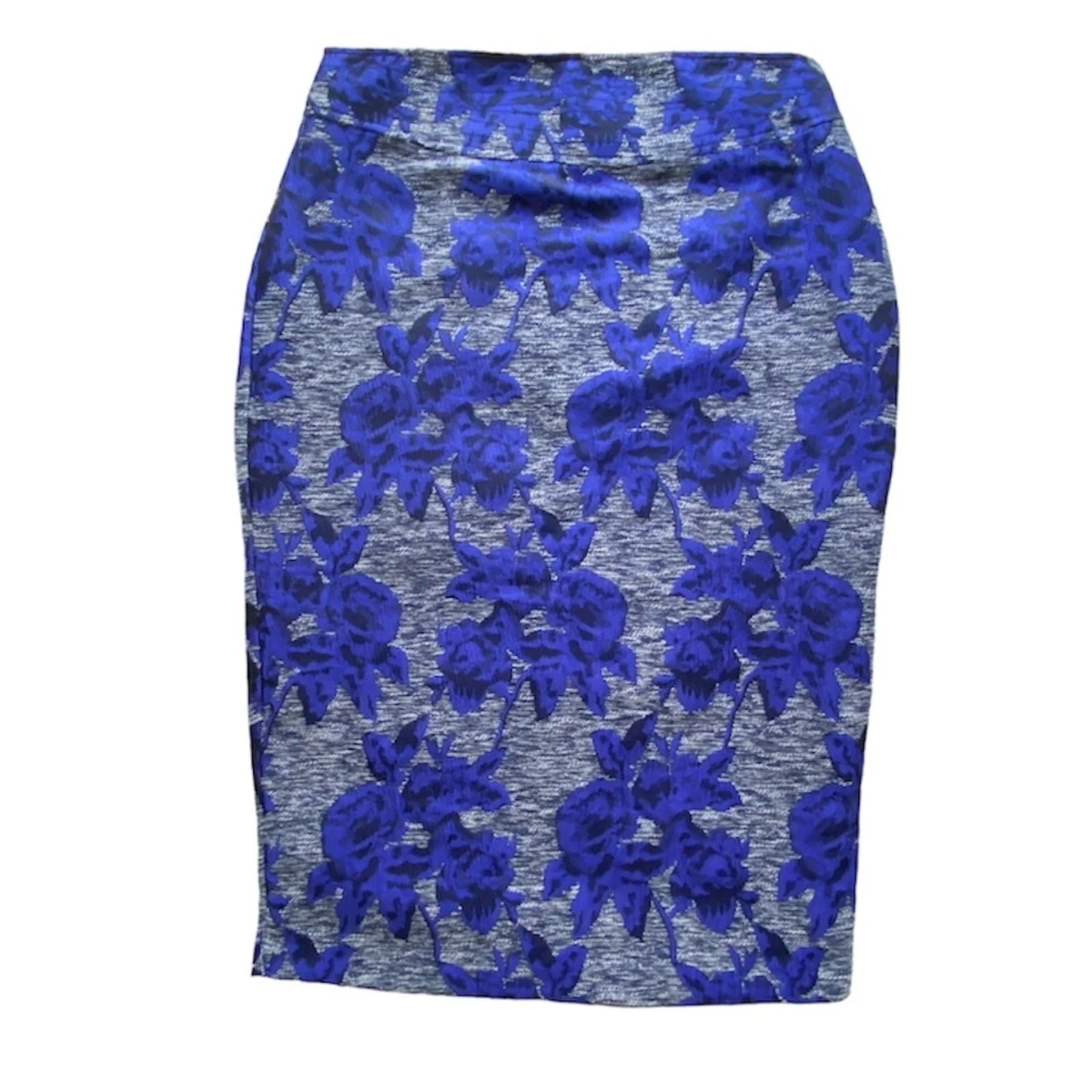 NY&C Gabrielle Union Floral Jacquard Pencil Skirt Blue Women’s 4 Full Zip Back