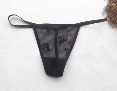 Women Sexy Thongs Crown Mesh T-back Underwear Hipster G-string Panties Black S