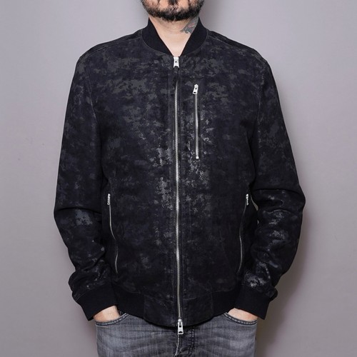 ALL SAINTS Suede Leather Jacket XXL Mens Black Biker Bomber 2XL Camo Grail KIRK - Picture 20 of 21