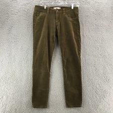Cabi Ankle Skinny Corduroy Pants Womens 6 Green Low Rise Zip Fly Button 5 Pocket