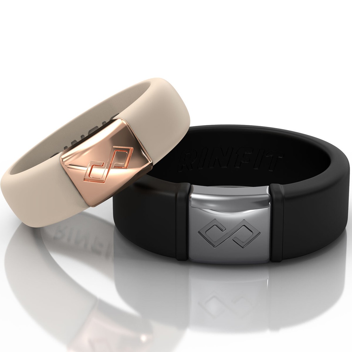 Rinfit Silicone Wedding Ring Sets for Couples Him and Her Metal Infinity  Rings