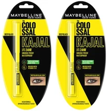 Colossal Kajal Dark black, Waterproof kajal, 24Hrs Stay Kajal 0.35g (pack of 2)