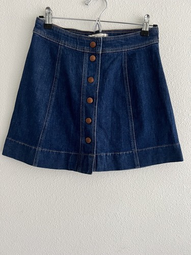 Minifalda de mezclilla frontal con botones Madewell talla 4 para mujer lavado oscuro línea A - Imagen 2 de 4