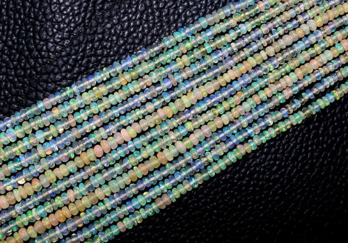 TOP Quality Ethiopian opal Smooth Rondelle Beads Size 2.5-4.5 MM Making Jewelry - Picture 3 of 6