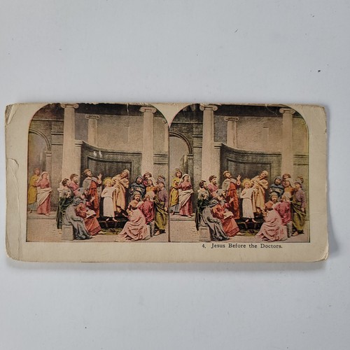 Antike Fotokarte Jesus vor den Ärzten Stereoview - Bild 2 von 3