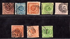 DENMARK 1851-1854 FIRST ISSUES SC. 2, 3-6, 7-8 SEE SCANS CATALOG VALUE $500+