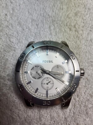 Fossil White Dial Black Leather Strap Multifunction Men's Watch BQ1623  40501501