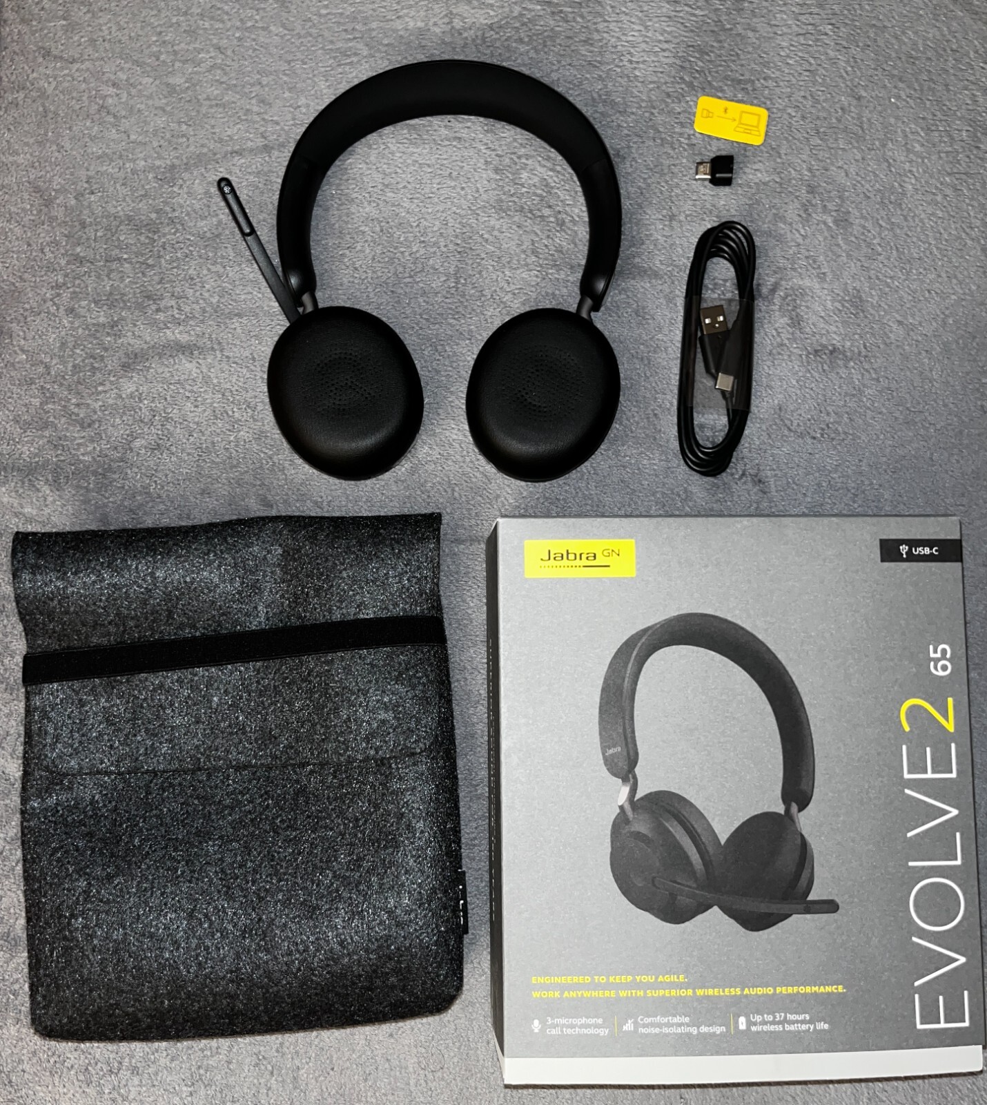 Jabra Evolve2 65 UC Stereo Bluetooth Headset - Schwarz (26599-989