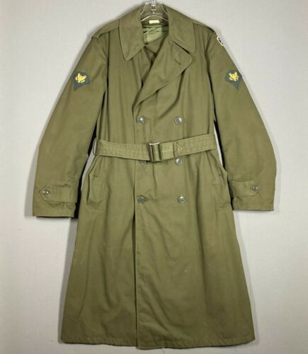 Vintage US Militär Armee langer Mantel Wolle Mantel Herren Jacke Größe S lang 60er 70er - Bild 1 von 12