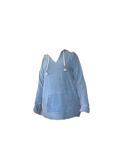 Ocean Drive Women's Size S Hooded Sweatshirt Blue Tie Neck Pockets - 第 6/7 張圖片