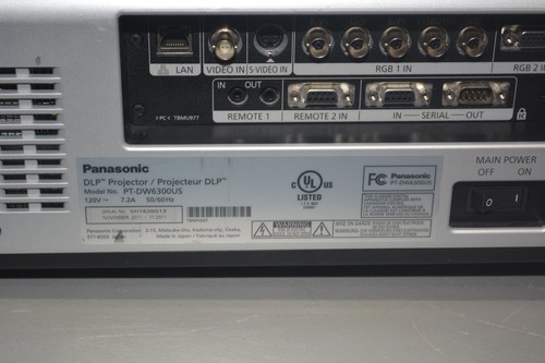^ Panasonic PT-DW6300US DLP WXGA Projector 6000 Lumens 1710 Lamp Hours #X825 - Picture 8 of 12