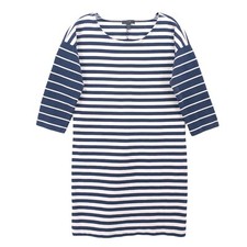 J. Crew Navy Colorblock Stripe Ponte Mini Dress Nautical Shift Cotton Size XS
