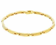 Bracelet En Or Jaune Ou Jaune Et Blanc 18K, Homme, Oval Arrondi, 21 CM