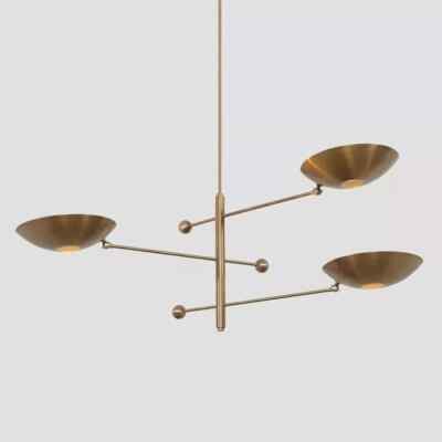 3 Leuchten Leuchte Mid Century Modern Roh Messing Pendelleuchte Sputnik Kronl...