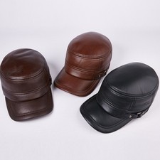 Men Leather Trapper Hat Baseball Cap Outdoor Hunting Military Ear Flap Cadet