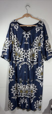 eshatki Kaftan Kimono Dress Plus Size: 2X Blue Classic 3/4 Sleeve Pockets