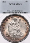 1891 25C PCGS MS63 Seated Liberty Silver Quarter Toned FREE Shipping