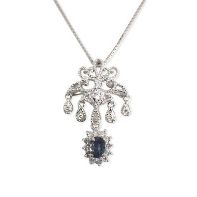 [Pre-owned] K18WG/Alexandrite/Diamond/Pendant/Necklace/J49-6