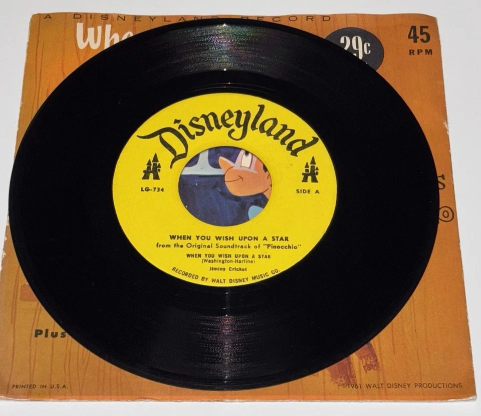 Pinocchio: When You Wish Upon A Star 1961 Vinyl 7” EP Disney Little Gem RARE EX - Image 3 of 4