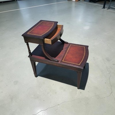 Vintage Mersman 1150 Mahogany Step End Table Tooled Leather Top Side Nightstand