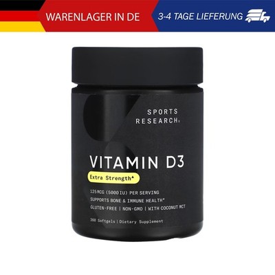 Sports Research, Vitamin D3, 125 mcg (5.000 IU), 360 Weichkapseln