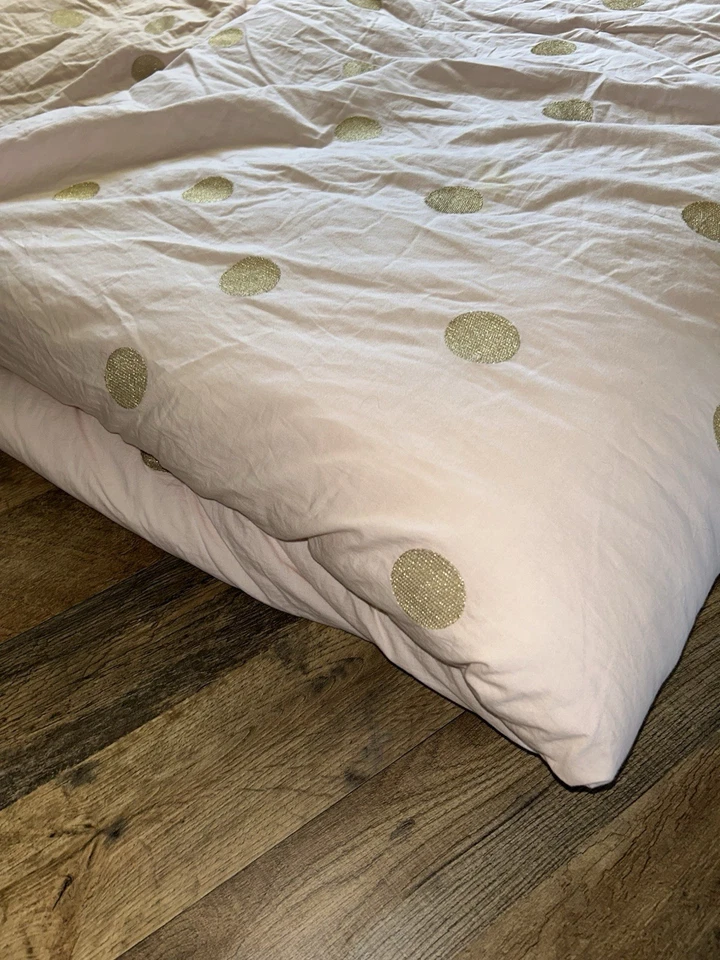 Juego de 3 ARTÍCULOS Pottery Barn Teen Emily Meritt punto dorado edredón y 2 fundas EURO 68”x86” Foto 3 de 4