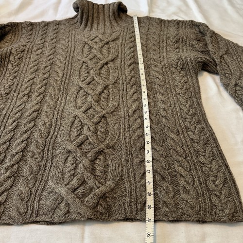 Vintage TIMBERLAND Large 100% Wool Brown Sweater Handknit Weathergear Fisherman - Picture 6 of 8