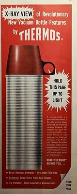 1959 Thermos Vacuum Bottle Two-Sided Print Ad - X-Ray Hold Up to the Light 