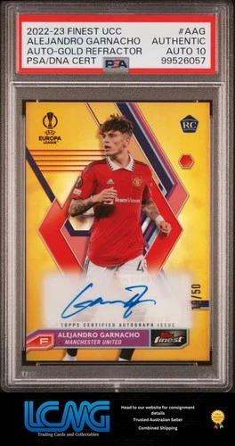 2022-23 Finest Autographs Alejandro Garnacho Gold Refractor /50 PSA AUTO 10 G3T
