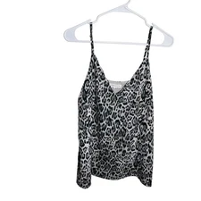 Socialite Tank Top Women's Medium Cheetah Casual V-Neck Sleeveless Shirt