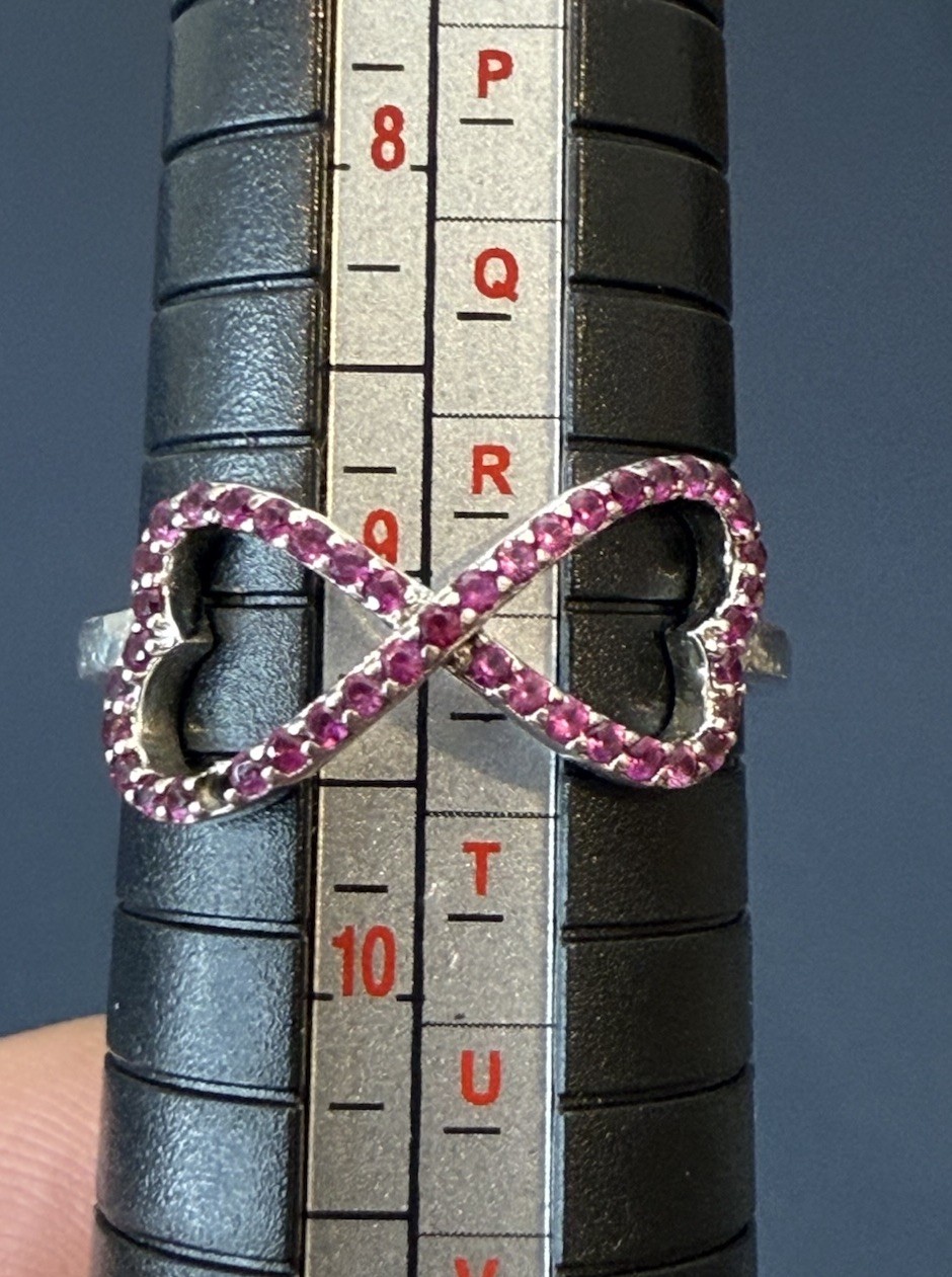 Sterling Silver Created Ruby Infinity Ring Sz. 9.… - image 9