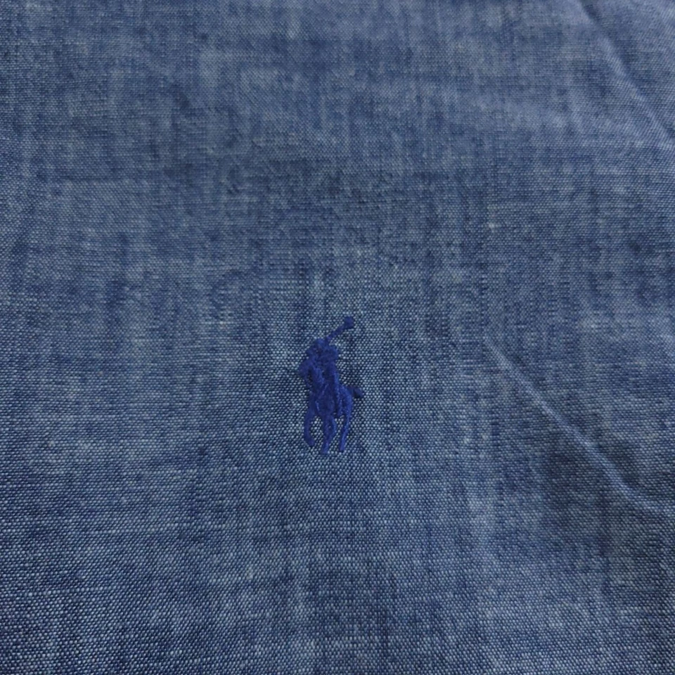 Polo Ralph Lauren Shirt Mens Large Blue Chambray Button Down Slim Fit Pony Logo - Image 3 of 4
